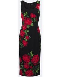 Dolce & Gabbana - Floral Silk-Blend Midi Dress - Lyst
