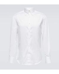Brunello Cucinelli - Camisa slim en sarga de algodon - Lyst