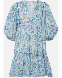 Poupette - Aria Floral Gathered Cotton Minidress - Lyst