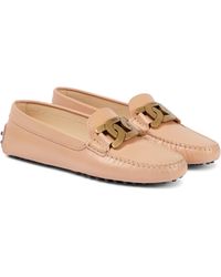 Tod's Kate Gommino Leather Loafers - Natural