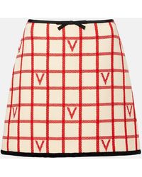 Valentino - Vlogo Checked Wool-Blend Miniskirt - Lyst