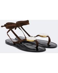 Amanu - Vamizi Embellished Suede Thong Sandals - Lyst