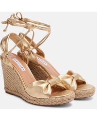 Aquazzura - Carina Metallic Leather Espadrille Wedges - Lyst