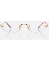 Miu Miu - Oval Logo Glasses - Lyst