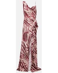 Dries Van Noten - Printed Draped Crepe Gown - Lyst