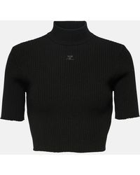 Courreges - Top cropped in maglia a coste - Lyst