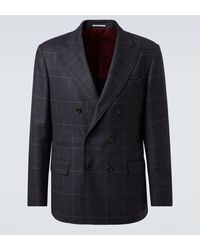 Brunello Cucinelli - Checked Cashmere And Wool Blazer - Lyst