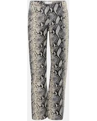 Victoria Beckham - Snake-Print Straight Leather Pants - Lyst