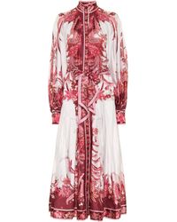 Zimmermann Midikleid Wavelength Placement - Pink