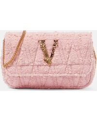 Versace - Virtus Mini Tweed Shoulder Bag - Lyst