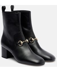 Gucci - Horsebit Leather Ankle Boots - Lyst