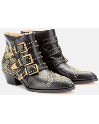 Chloé - Boots Susanna Nappa Leather Black Rivets Gold - Lyst
