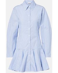 Ganni - Striped Cotton Shirt Dress - Lyst