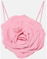 Blumarine - Floral-Applique Gabardine Crop Top - Lyst