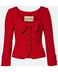Valentino - Bow-Detail Cropped Wool-Blend Tweed Jacket - Lyst