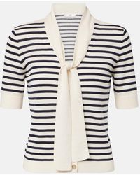 FRAME - The Sailor Striped Tie-Neck Sweater - Lyst