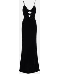 Alessandra Rich - Vestido De Fiesta De Terciopelo Con Lazo - Lyst