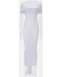 Christopher Esber - Veiled Off-Shoulder Tulle Maxi Dress - Lyst