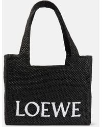 Loewe - X Paula's Ibiza Medium Logo-Print Raffia-Blend Top-Handle Bag - Lyst