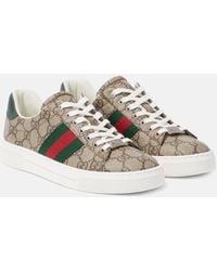 Gucci - Ace Leather-trimmed GG Sneakers - Lyst