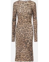 Stella McCartney - Leopard-Print Midi Dress - Lyst