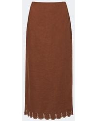 Veronica Beard - Malou Embroidered Linen Midi Skirt - Lyst