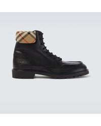 Burberry - Rogue Leather Combat Boots - Lyst