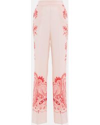 Etro Pantaloni a palazzo in seta a vita alta - Rosa