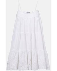 Juliet Dunn - Embroidered Cotton Poplin Slip Dress - Lyst
