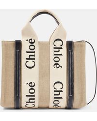 Chloé Woody Mini Canvas & Leather Tote - Natural
