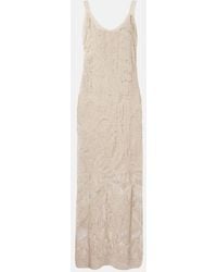 Brunello Cucinelli - Dazzling Water Lillies Knitted Midi Dress - Lyst