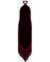 ‎Taller Marmo - Nina Fringed Velvet Maxi Dress - Lyst