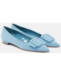 Manolo Blahnik - Maysalepumpflat Suede Ballet Flats - Lyst