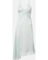 Victoria Beckham - Asymmetric Lace-Trimmed Jacquard Slip Dress - Lyst