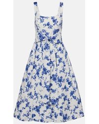 Carolina Herrera - Floral Faille Midi Dress - Lyst