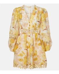 Zimmermann - Como Floral Linen And Silk Minidress - Lyst