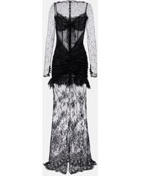 Alessandra Rich - Sheer Cotton-Blend Lace Gown - Lyst