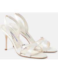 Manolo Blahnik - Ramisli Embellished Satin Slingback Sandals - Lyst