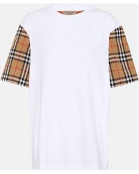 Burberry - T-shirt En Jersey De Coton À Finitions En Popeline À Carreaux - Lyst