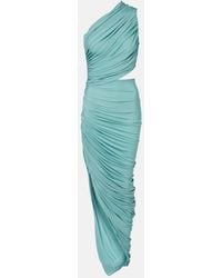 Alaïa - Vestido Midi Asimetrico De Jersey Fruncido - Lyst