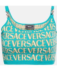 Versace - Allover Knit Crop Top - Lyst