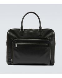 Saint Laurent 24h Weekender Leather Travel Bag - Black