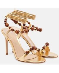 Gianvito Rossi - Embellished Metallic Leather Slingback Sandals - Lyst