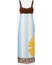 Cala De La Cruz - Nara Cutout Striped Linen Midi Dress - Lyst