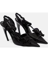 Nensi Dojaka - Ruffled Satin Slingback Pumps - Lyst