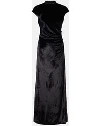 STAUD - Tina Ruched Velvet Gown - Lyst