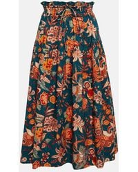 Ulla Johnson - Kyra High-Rise Floral Cotton Midi Skirt - Lyst