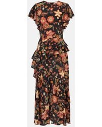 Ulla Johnson - Midikleid Amaia Aus Crepe De Chine Aus Seide - Lyst
