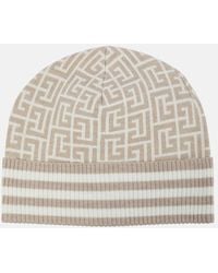 Balmain - Wool-blend Monogram Beanie - Lyst