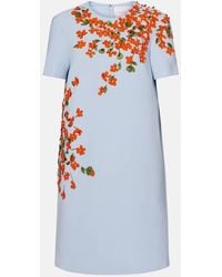 Carolina Herrera - Floral-Applique Crepe Shift Dress - Lyst